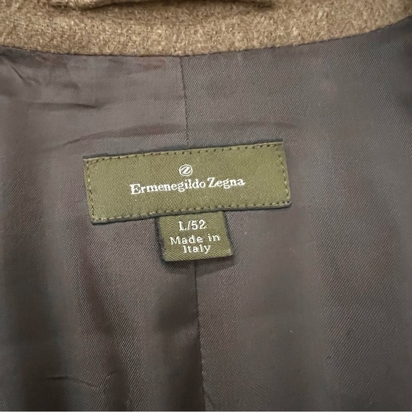 ermenegildo zegna Wool Cashmere Blend Brown Button Front High Collar Coat Large - Picture 2 of 9
